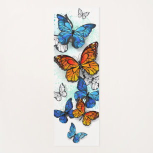 Flying Butterflies Morpho and Monarch Yoga Mat