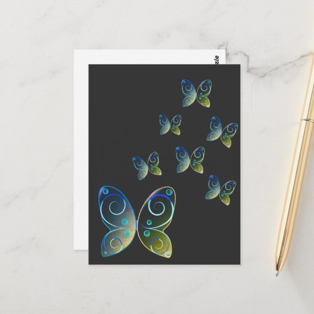 flying butterflies nature hoodie postcard (Front/Back In Situ)