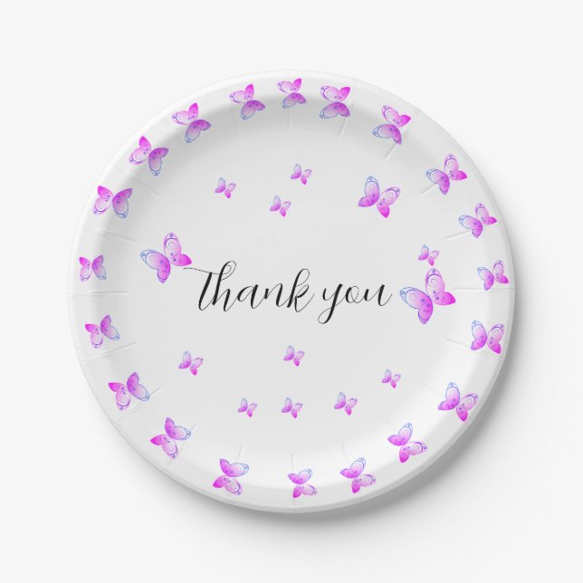 flying butterflies nature  paper plates (Front)