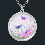 Flying Butterflies Necklace<br><div class="desc">Necklace with Spring Joy Colorful Butterflies Flying in Nature Watercolor Painting Butterfly and Flowers Necklaces - Choose / Add Your Favorite Text / Color - Make Your Unique Necklaces Gift - Resize and move or remove and add elements with customization tool ! - Drawing and Design by MIGNED. You can...</div>