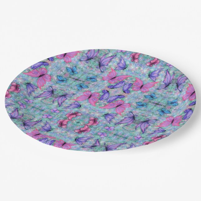 Flying Butterflies Paper Plates (Angled)