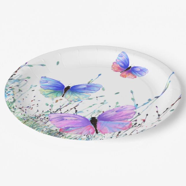Flying Butterflies Paper Plates (Angled)