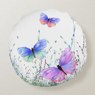 Flying Butterflies Round Pillow
