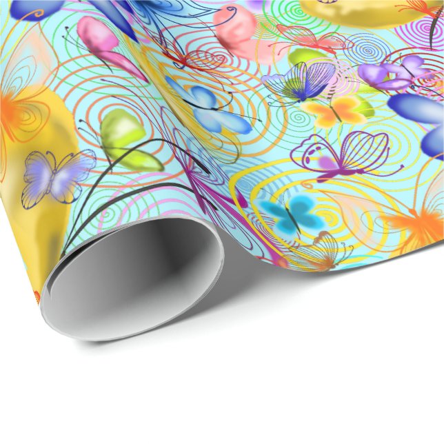 Flying Butterflies Wrapping Paper (Roll Corner)