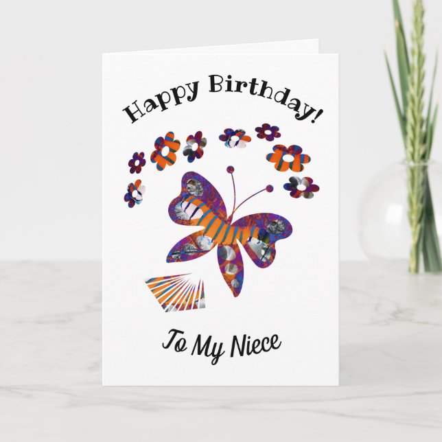 Flying Butterfly Flowers Card (Front)