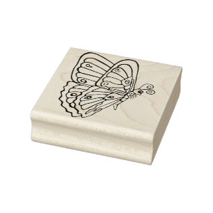 Flying Butterfly looking downWood Art Stamp