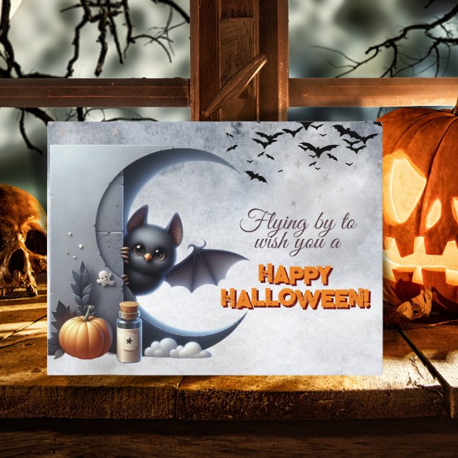 Flying By To Wish You A Happy Halloween Holiday Postcard (Creator Uploaded)