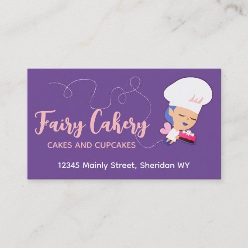 Flying cake fairy chef baking baker business cards