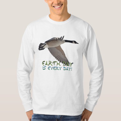 Flying Canada Goose Earth Day Design T_Shirt