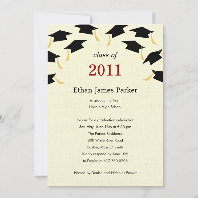 Flying Caps Graduation Party Invitation (Front)