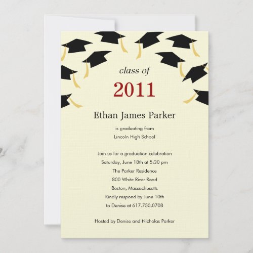 Flying Caps Graduation Party Invitation
