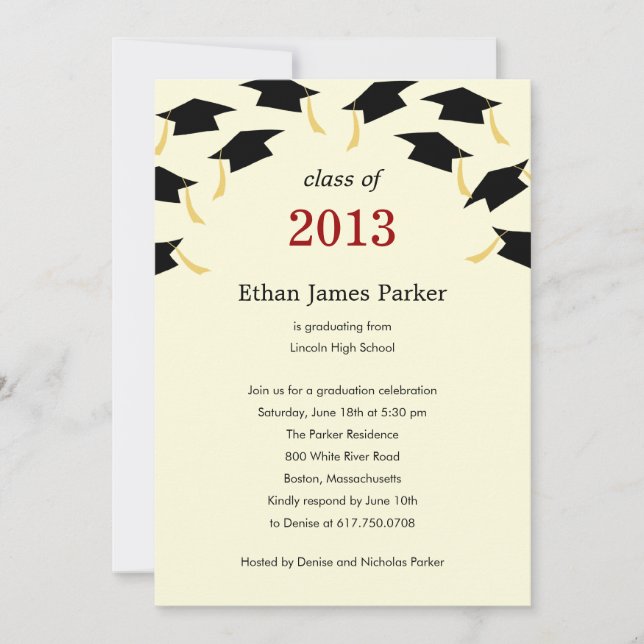 Flying Caps Graduation Party Invitation (Front)