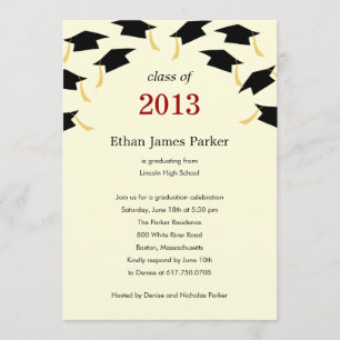 Flying Caps Graduation Party Invitation