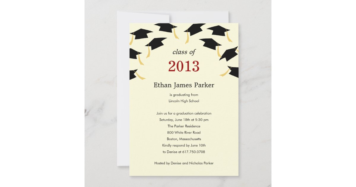 Flying Caps Graduation Party Invitation | Zazzle