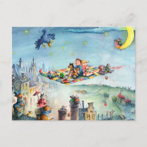 Flying Carpet Ride  _ Childrens Postcard