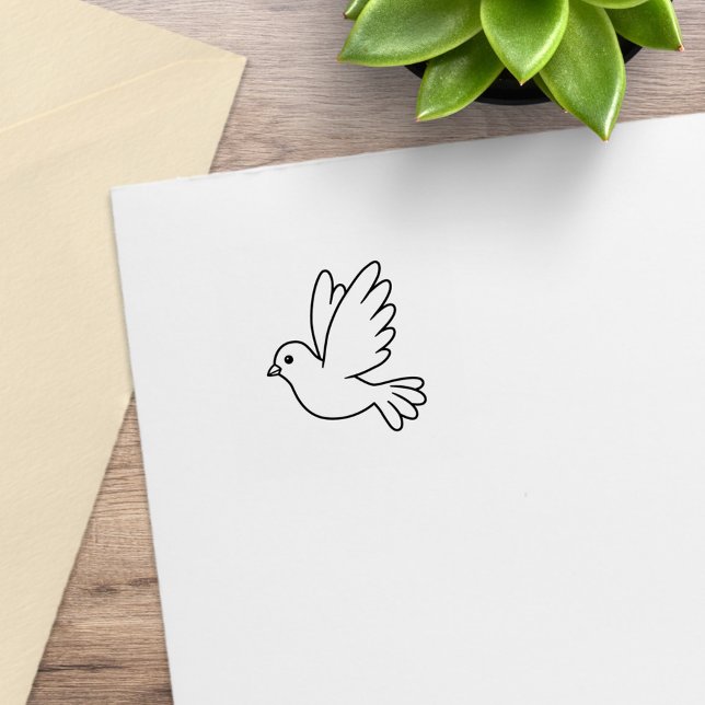 Flying Cartoon Dove Bird 1x1 Rubber Stamp (Creator Uploaded)
