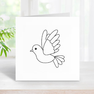 Flying Cartoon Dove Bird Color Me Rubber Stamp