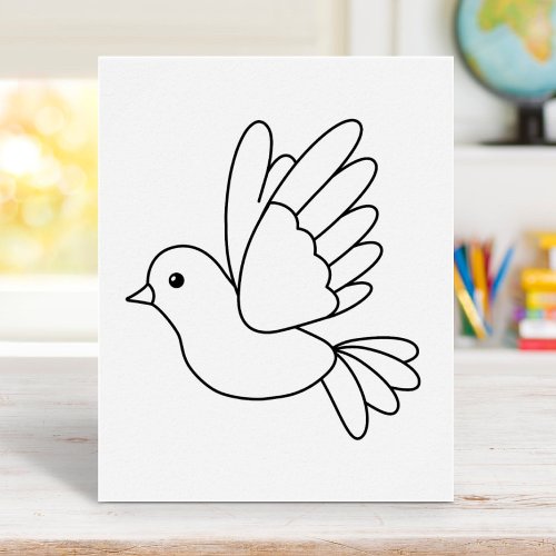 Flying Cartoon Dove Bird Coloring Page Poster