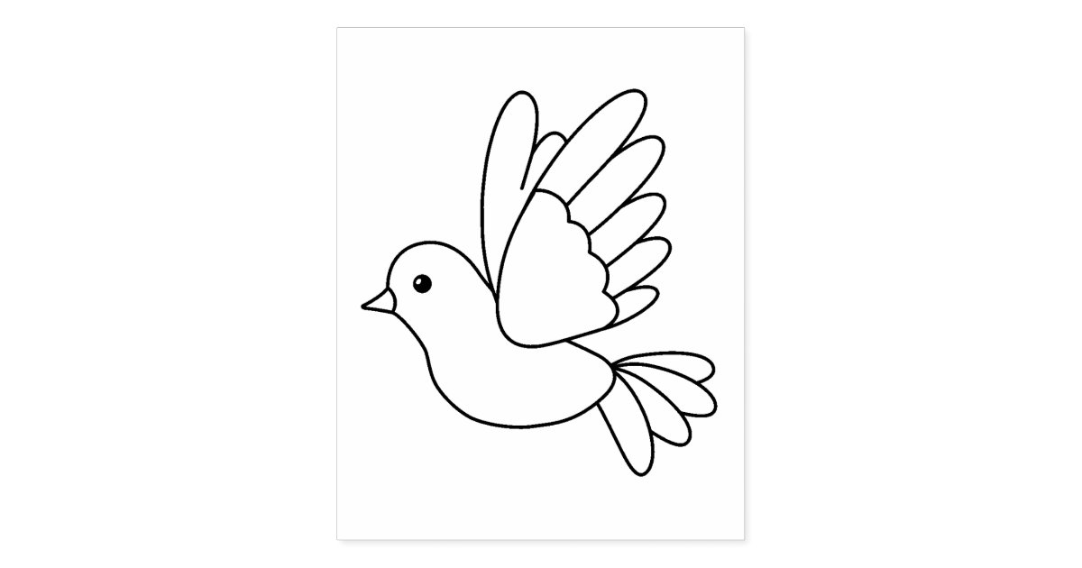 Flying Cartoon Dove Bird Coloring Page Rubber Stamp | Zazzle