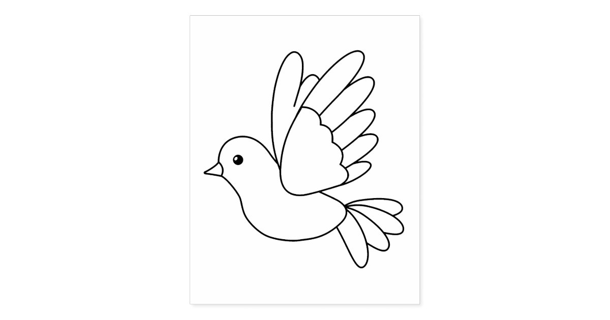 Download Flying Cartoon Dove Bird Coloring Page Rubber Stamp ...