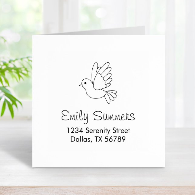 Flying Cartoon Dove Pigeon Bird Address Rubber Stamp (Creator Uploaded)