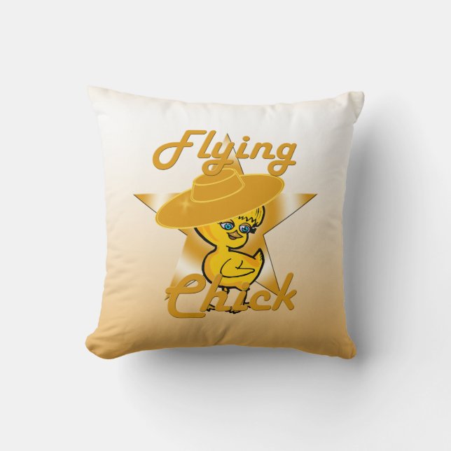 Flying Chick #10 Throw Pillow (Front)