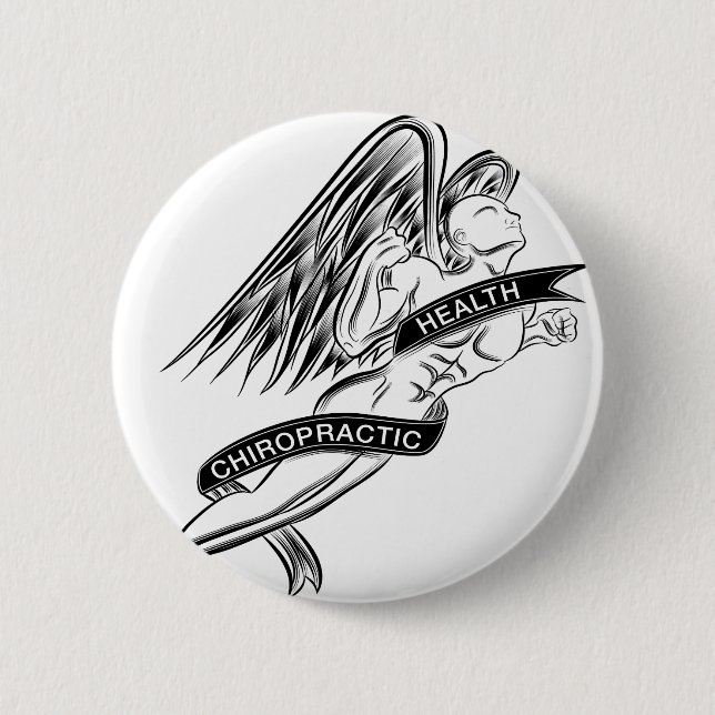 Flying Chiropractic Angel Pinback Button (Front)