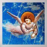 FLYING CHRISTMAS ANGEL IN BLUE SKY POSTER<br><div class="desc">Flight to Egypt,  Angel detail from Cappella  Scrovegni Giotto di Bondone  1267 - 1337. Italian Medieval fine art masterpiece, </div>
