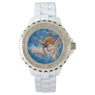 FLYING CHRISTMAS ANGEL IN BLUE SKY WATCH