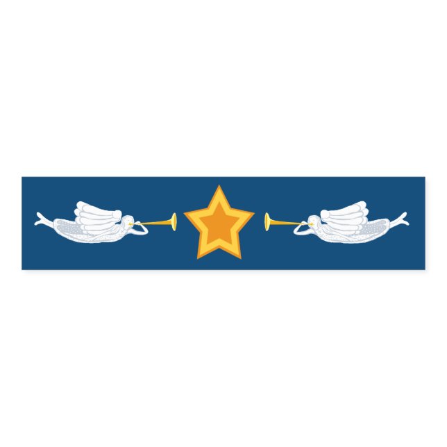 Flying Christmas Angels blowing trumpets at Star Napkin Bands (Unfolded)