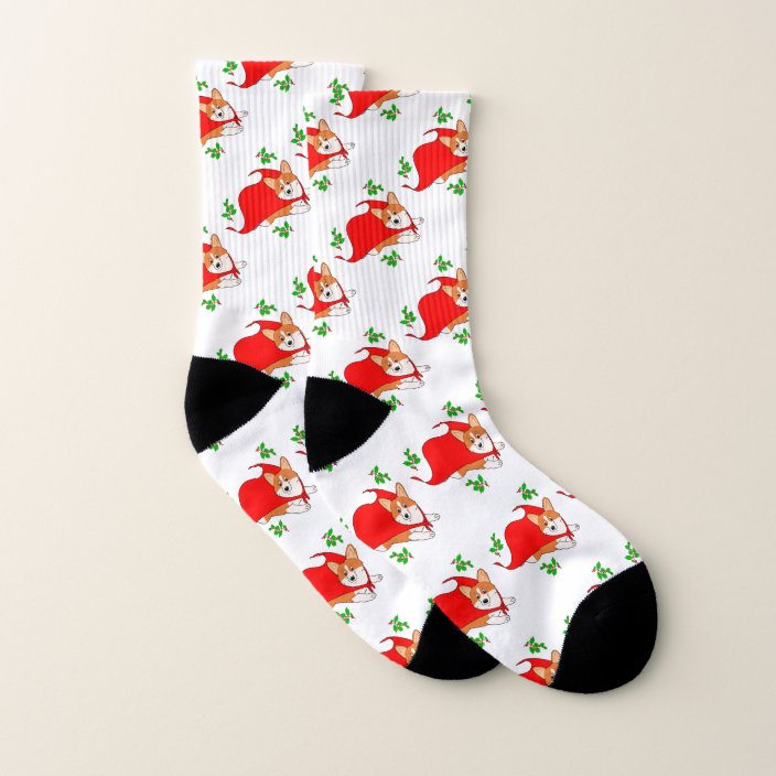 Flying Christmas Corgi Socks Zazzle Com