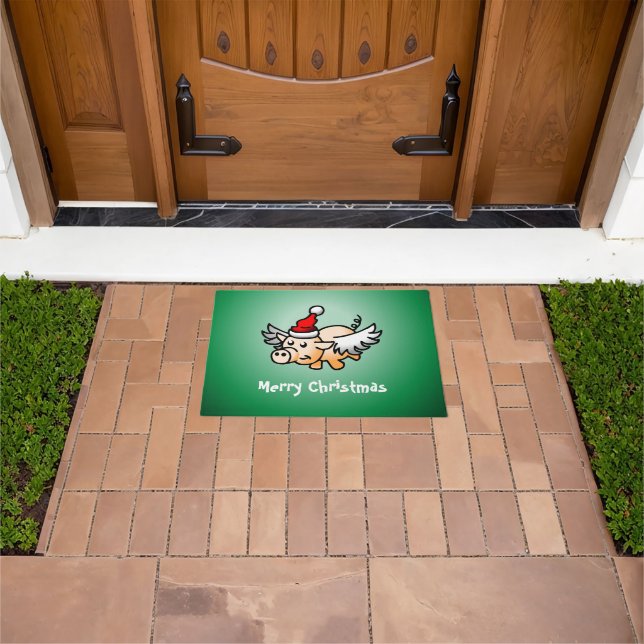 Flying Christmas Pig Doormat (Outdoor)