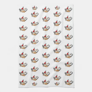 Flying Christmas Pig  Kitchen Towel