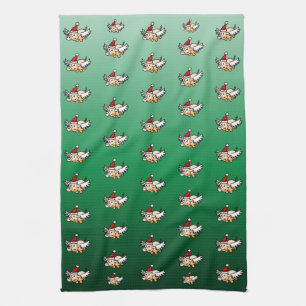 Flying Christmas Pig  Kitchen Towel