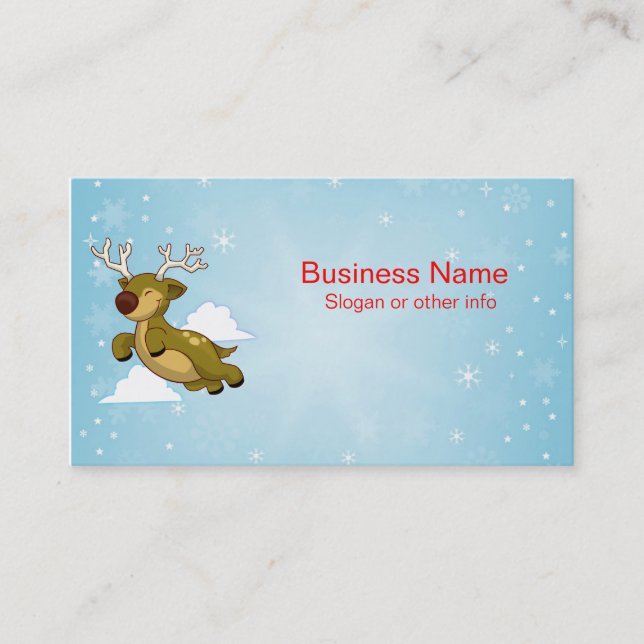 Flying Christmas Reindeer Business Card (Front)