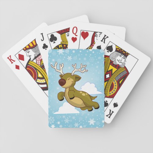 Flying Christmas Reindeer Playing Cards