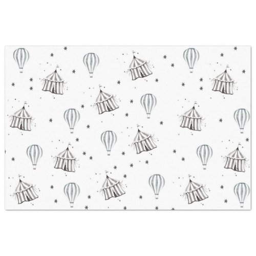 Flying Circus  Hot Air Balloon Watercolor Nursery Tissue Paper