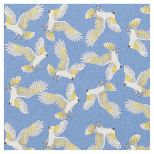 Flying Citron Crested Cockatoo Parrot Fabric