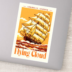 Flying Cloud American Clipper Ship Vintage Poster Sticker