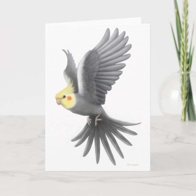Flying Cockatiel Card (Front)