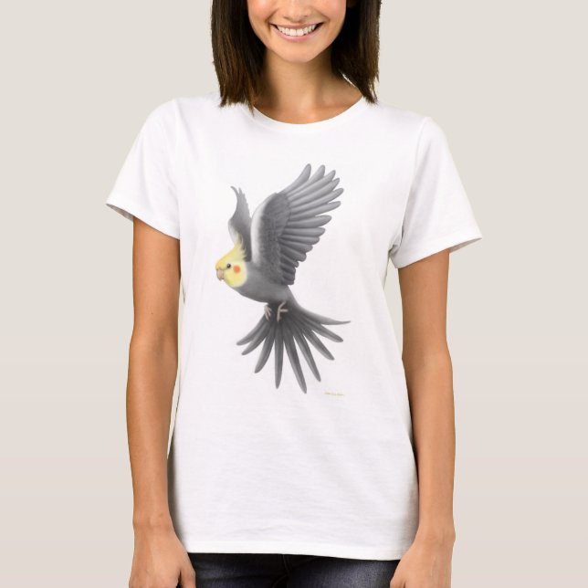Flying Cockatiel Ladies Babydoll T-Shirt (Front)