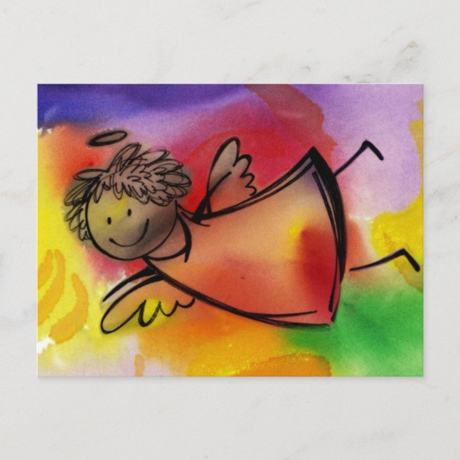 Flying colorful angel postcard (Front)