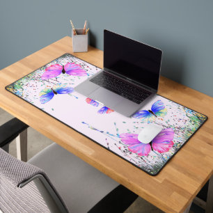 Flying Colorful Butterflies Desk Mat