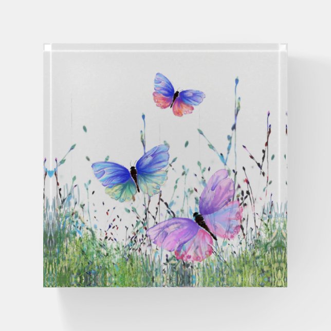 Flying Colorful Butterflies Paperweight (Front)