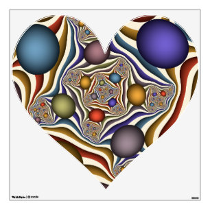 Flying Colorful Modern Abstract Fractal Art Heart Wall Decal