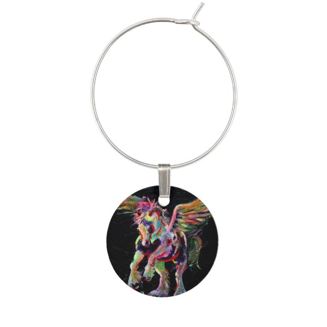 Flying Colors Cob Fluoro Gypsy Pegasus Wine Charm (Front)