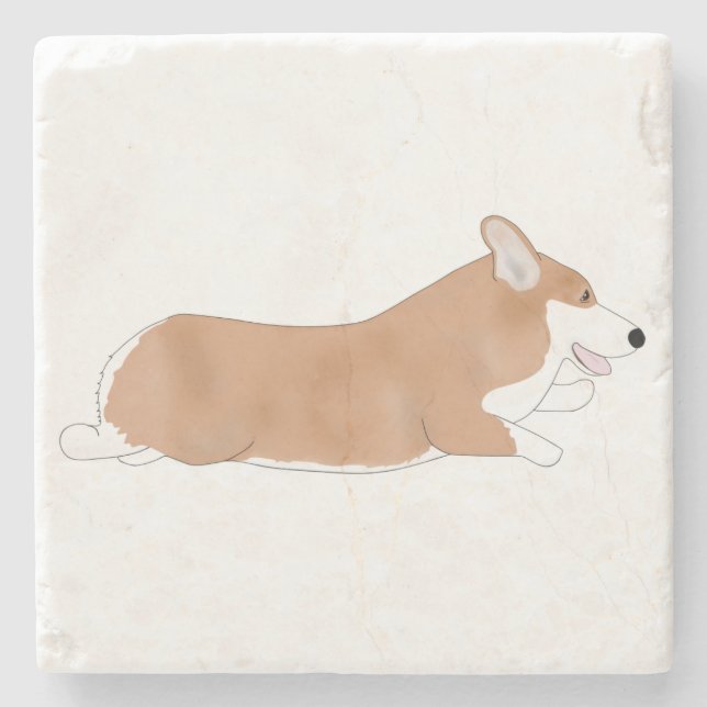 Flying Corgi Stone Coaster (Front)