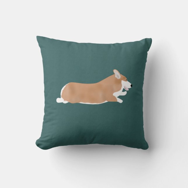 Flying Corgi Throw Pillow (Front)