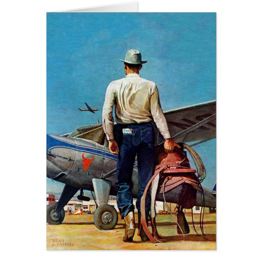 Flying Cowboy by Mead Schaeffer Cards (Front)