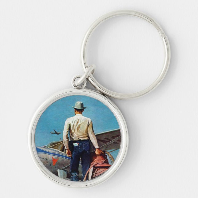 Flying Cowboy by Mead Schaeffer Keychain (Front)